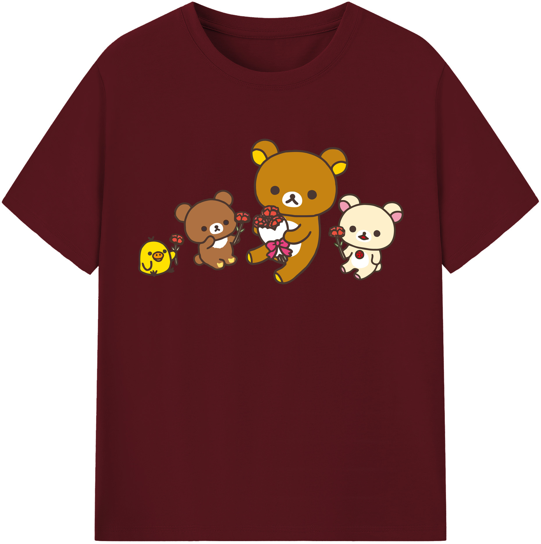 （画像用） リラックマ リラックマ キイロイトリ Rilakkuma Korilakkuma Kiiroitori 綿100％半袖Tシャツ（フロントプリント）